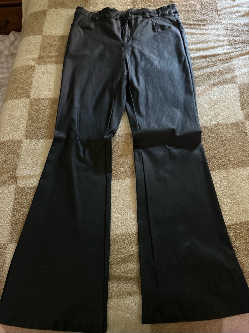 Black Leather Flare Pants